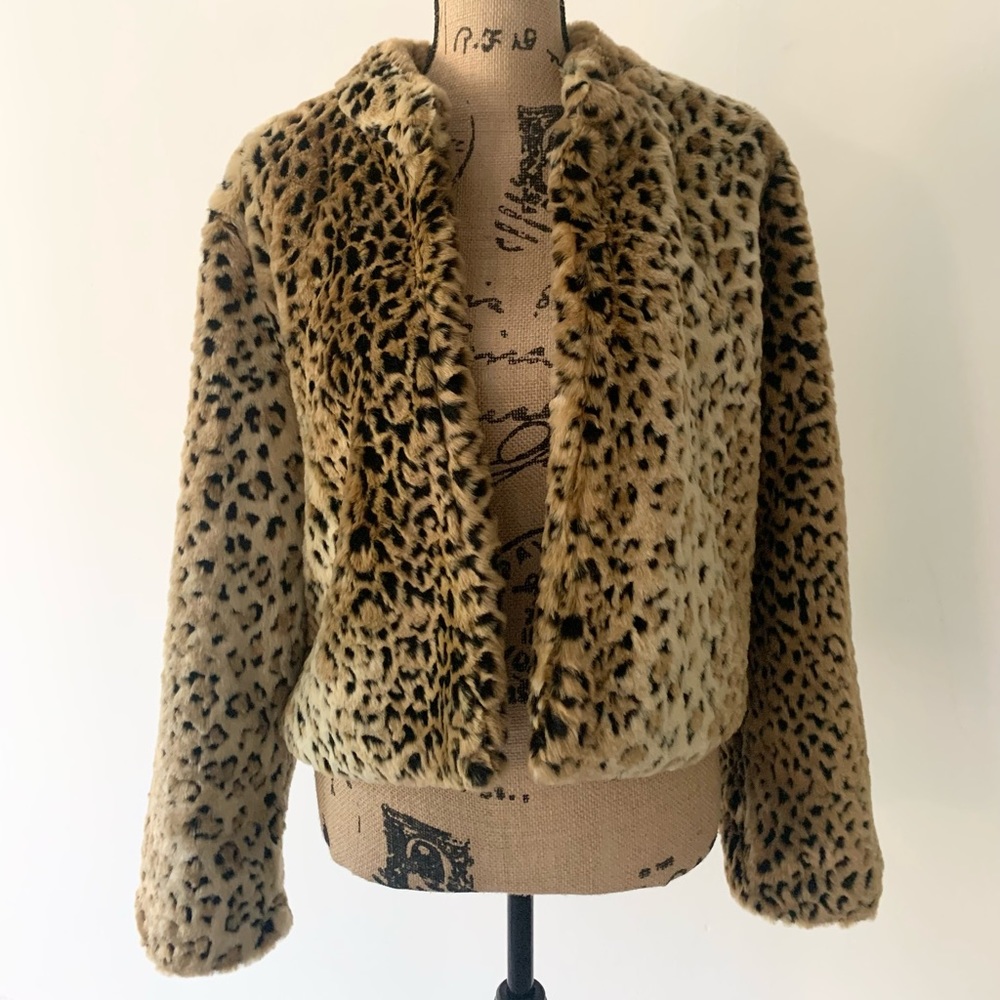 New Nicole Miller Faux Leopard Print Jacket